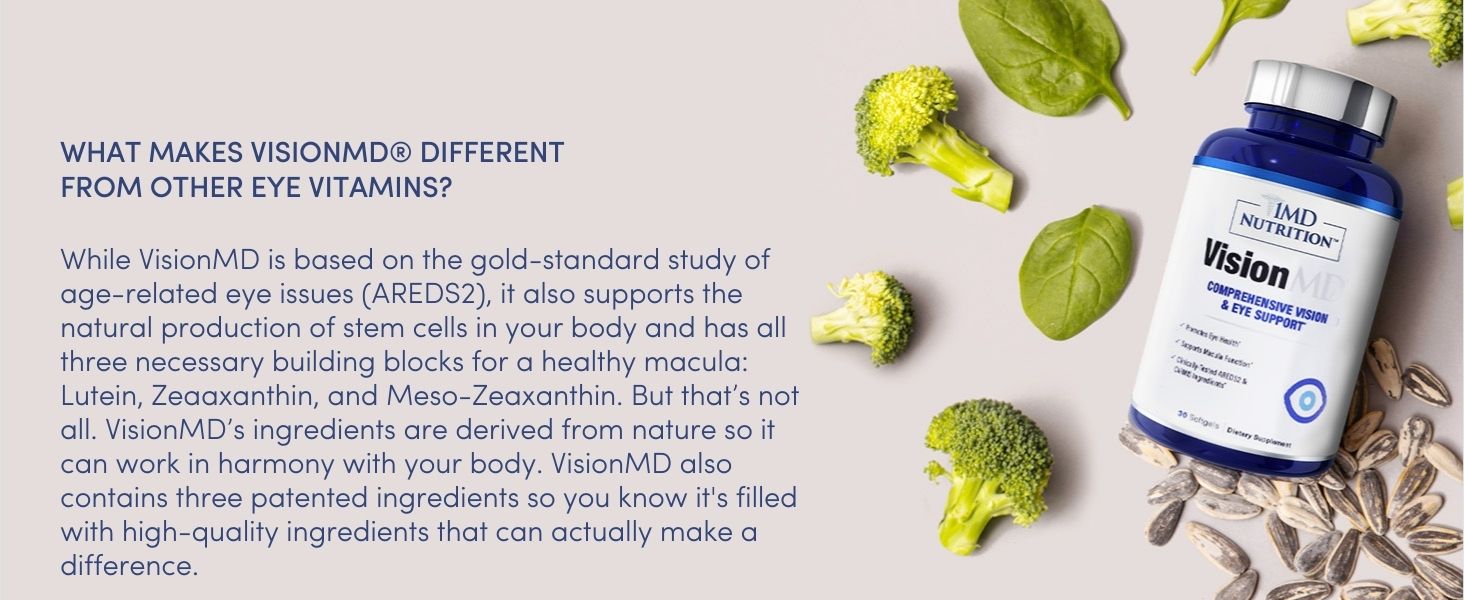 1MD Nutrition VisionMD Eye Vitamin CARMIS - Eye Supplement for Adults - with OptiLut Lutein & Zeaxanthin - Supports Vision Health Care, Everyday Eye Strain, & Occasional Dry Eye - 30 Softgels