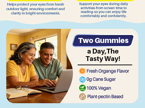 Lutein and Zeaxanthin Supplements, Eye Health Gummies, AREDS2-Based Formula