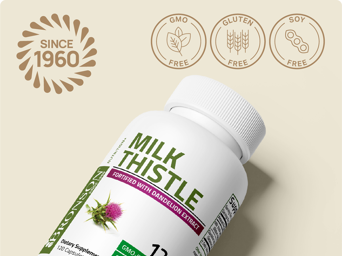 Bronson Milk Thistle Silymarin Marianum & Dandelion Extract, 120 Capsules