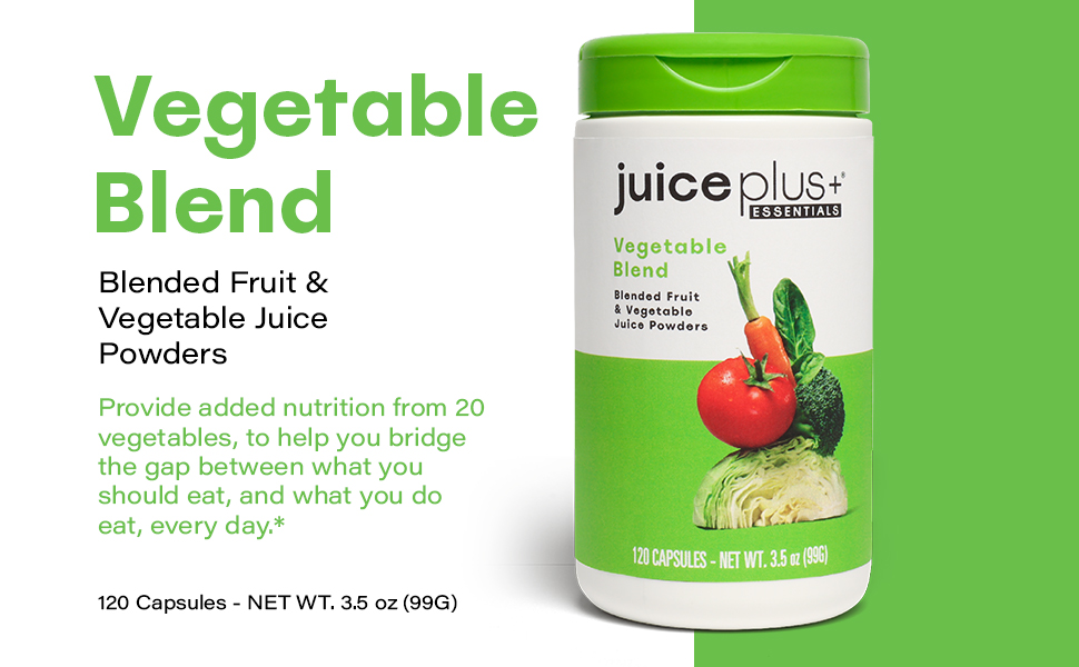 Juice Plus+ Vegetable Blend - Plant-Based, Vegan - 1 Bottle (60 Servings)