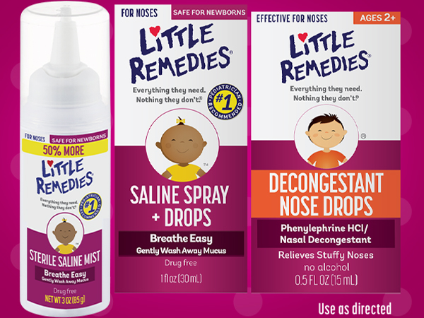 Little Remedies Sterile Baby Saline Nasal Spray and Drops, 1 Fl Oz, 6 Pk