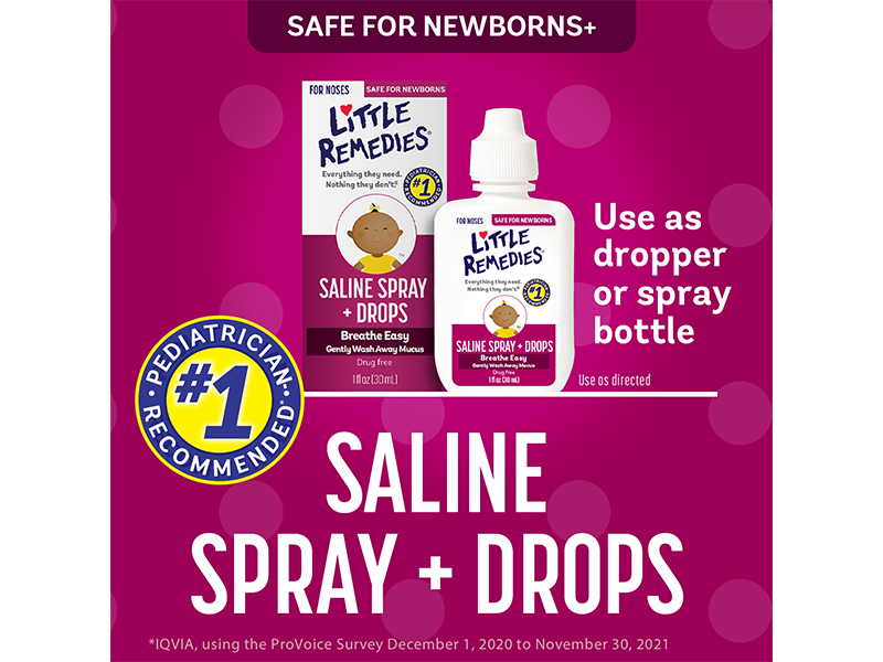 Little Remedies Sterile Baby Saline Nasal Spray and Drops, 1 Fl Oz, 6 Pk