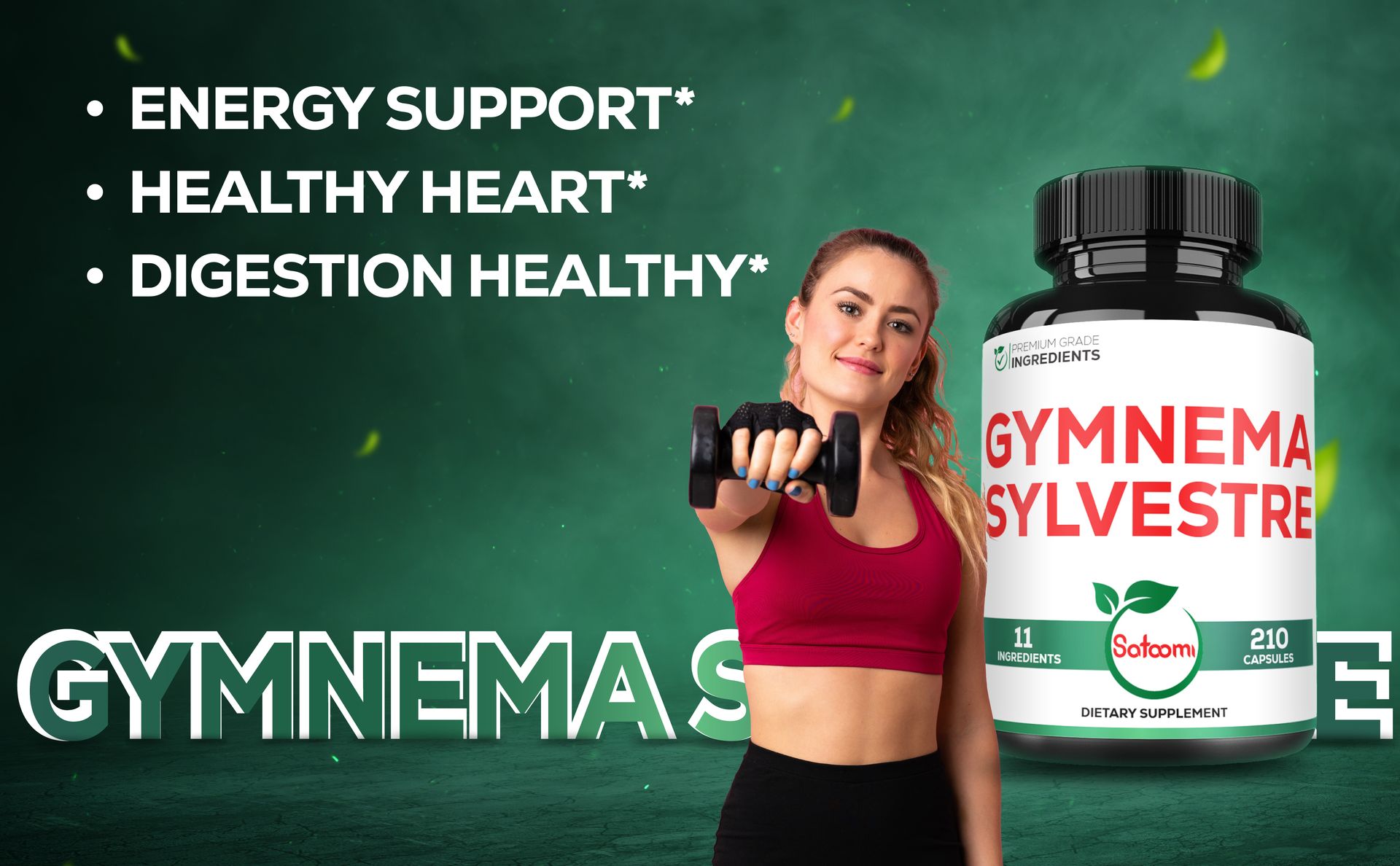 Satoomi 1000mg Gymnema Sylvestre Supplements - 210 Capsules - Gymnema Extract 20:1 with Berberine HCl, Quercetin & More - Support for Immune, Digestive Health & Body Management