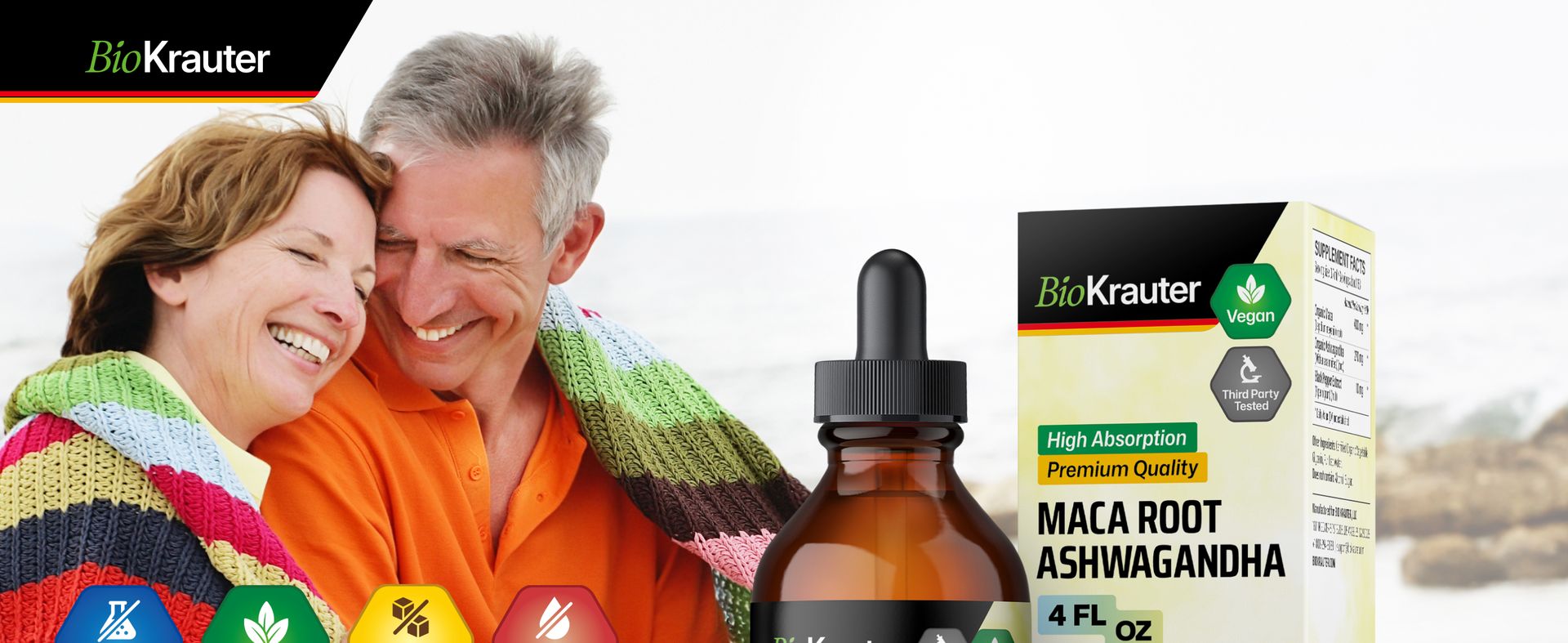 BIO KRAUTER Maca Root and Ashwagandha for Mood & Overall Support, 4 Fl.Oz