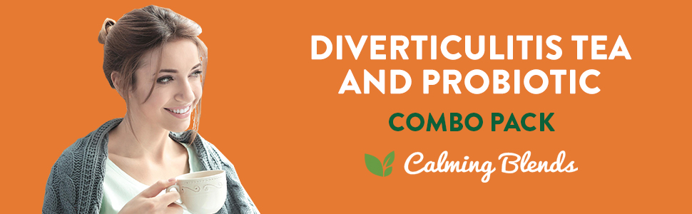 CALMING BLENDS Digestive Support Tea & Probiotic Supplement (40 Billion CFU, 60 Capsules) | Herbal Tea and Probiotic Duo for Digestive Comfort & Gut Health