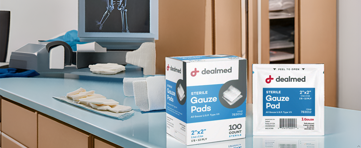 Dealmed Sterile Gauze Pads 2 x 2 in - Individually Wrapped - 100 Count