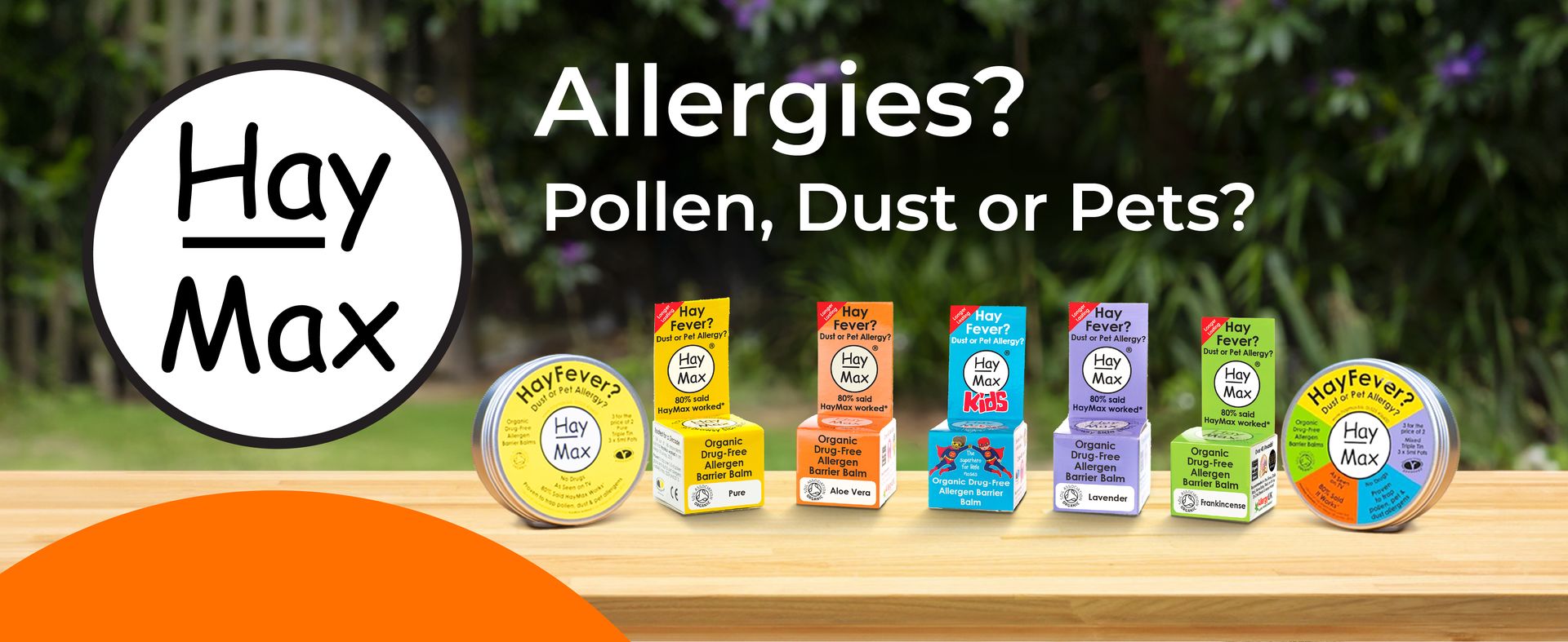 HayMax Allergen Barrier Balm Triple Tin Pure - Pack of 3 - Organic, Natural & Non-Drowsy Hay Fever & Allergy Relief Balm - Traps Pollen, Dust & Other Allergen Particles - Apply Around The Nose & Eyes