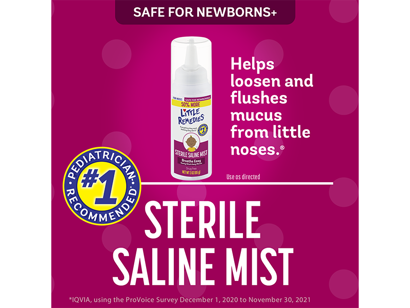 Little Remedies Sterile Baby Saline Nasal Spray and Drops, 0.5 Fl Oz, 3 Pk
