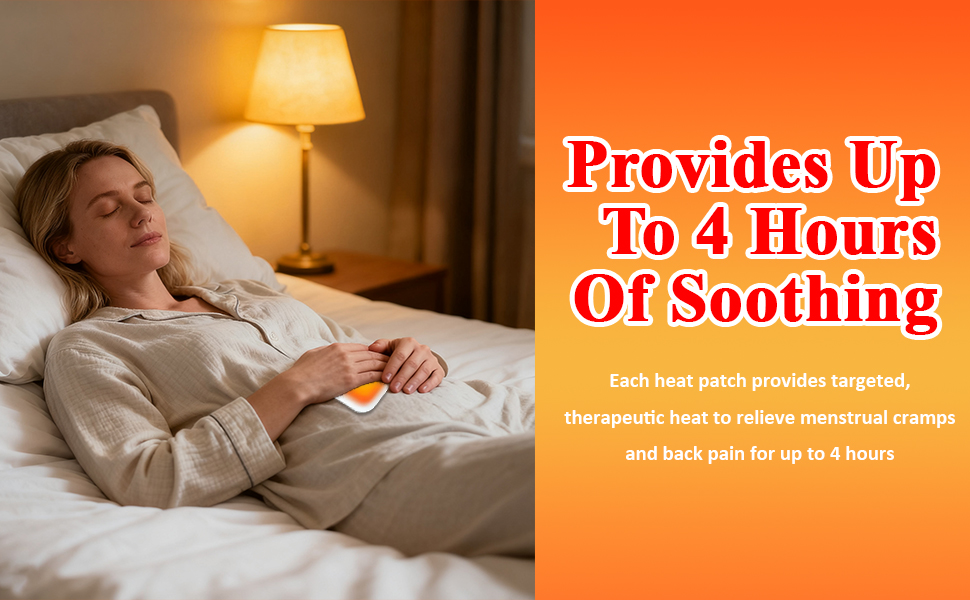 Menstrual Heating Patches for Period Cramps Relief - 20 Count Extra Value Pack Adhesive Heat Patches, Natural Portable Heat Therapy for Backache & Abdominal Pain, Discreet & Skin-Friendly