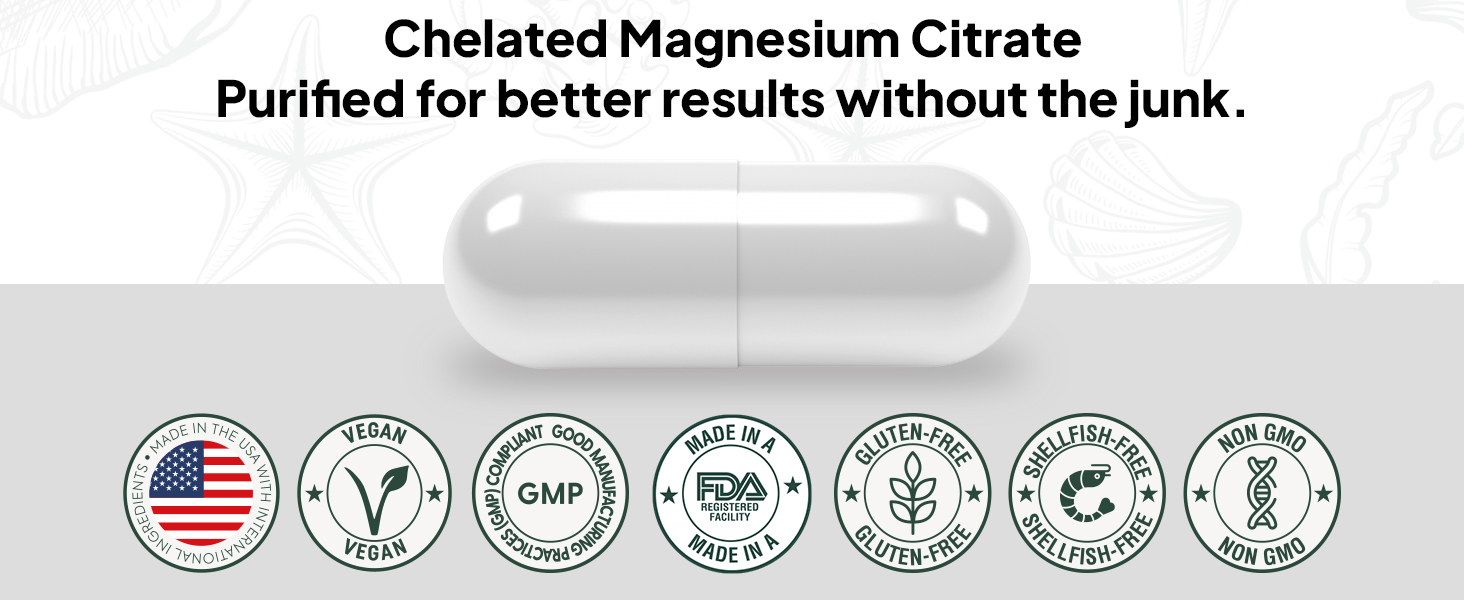 Organics Ocean Magnesium Citrate, Dead Sea Sourced, 90 Capsules