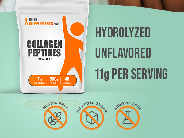 BulkSupplements.com Collagen Peptides Powder - Bovine Collagen Powder, Powdered Collagen Supplement - Hydrolyzed & Gluten Free, 11g per Serving, 500g (1.1 lbs) (Pack of 1)