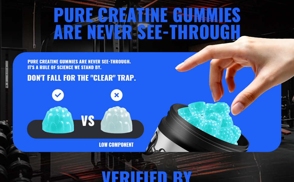 Natures Aid NSF Certified Creatine Gummy 5g - Creatine Monohydrate Gummies – Pre-Workout Energy & Muscle Growth Support for Men & Women | Blueberry Electrolyte Gummies (135 Count)