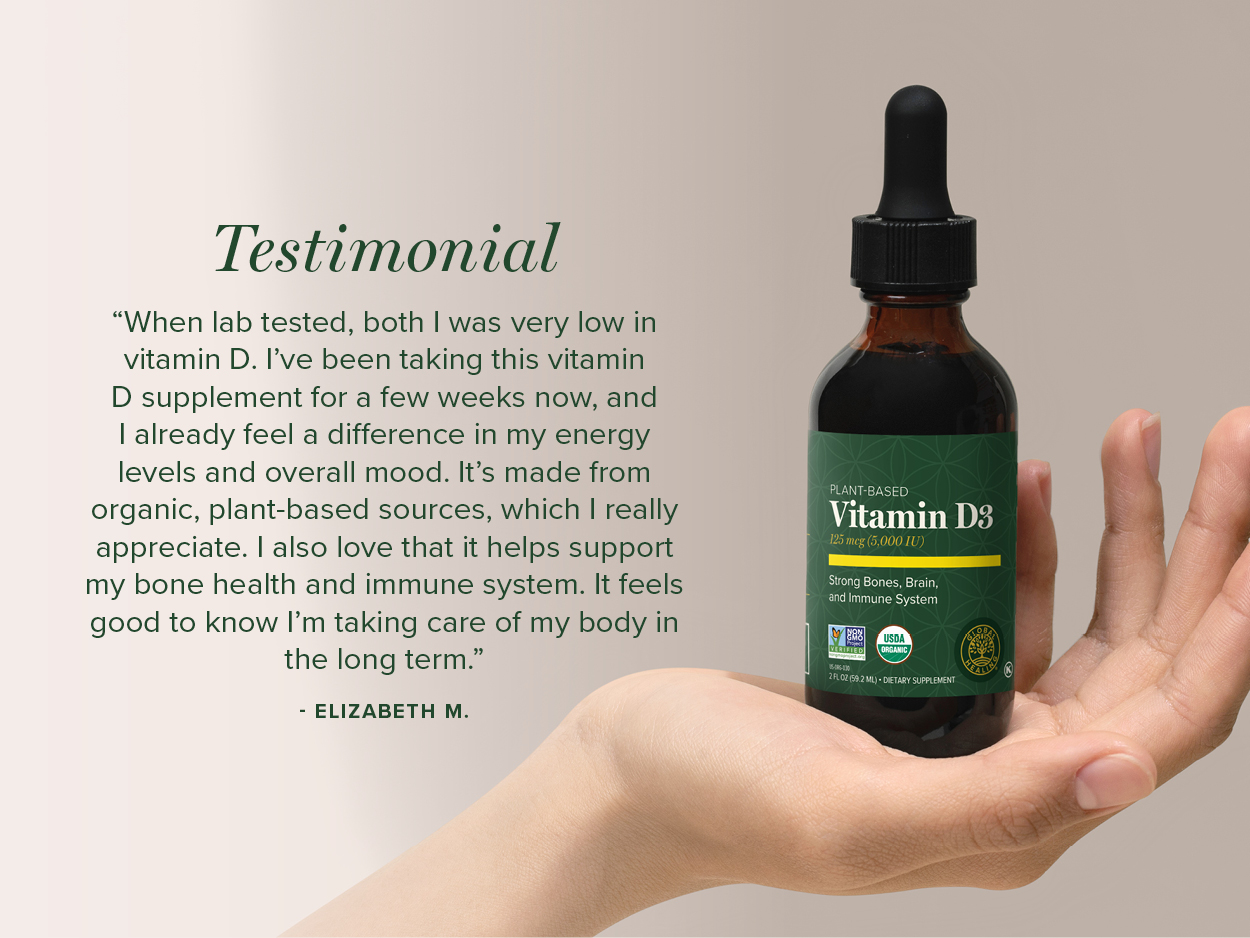 Vitamin D3 5000 IU Liquid Drops, Vegan, Immune & Bone Support (2 Oz)