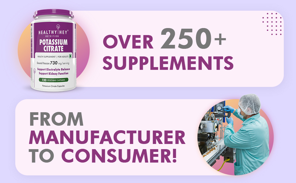 HealthyHey Nutrection Potasium Citrate -120 Vegetable Capsules