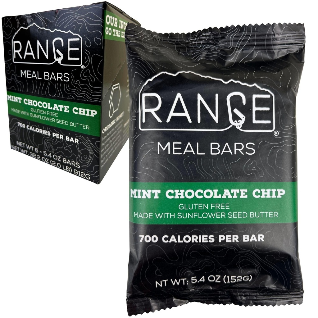 Range Meal Bar - Tinggi Calorie Pengganti Meal Bars - Gluten Free Bars - Backpacking Meals - 6 Pack (Mint Chocolate Chip)