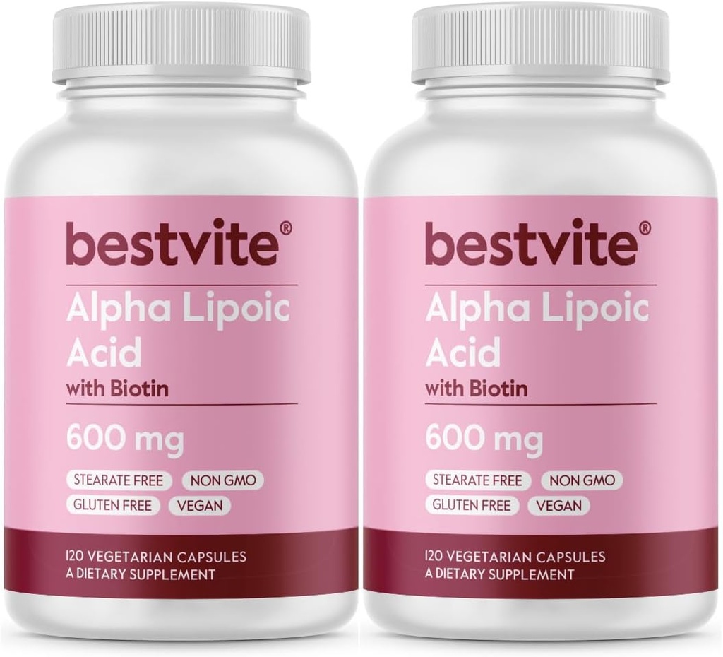 Alpha Lipoic Acid 600mg (per Capsule) dengan Biotin ke Absorpsi Enhance (240 Vegetarian Capsules) (2 x 120) Tidak Ada Penjual - Tidak Ada Agen Flow