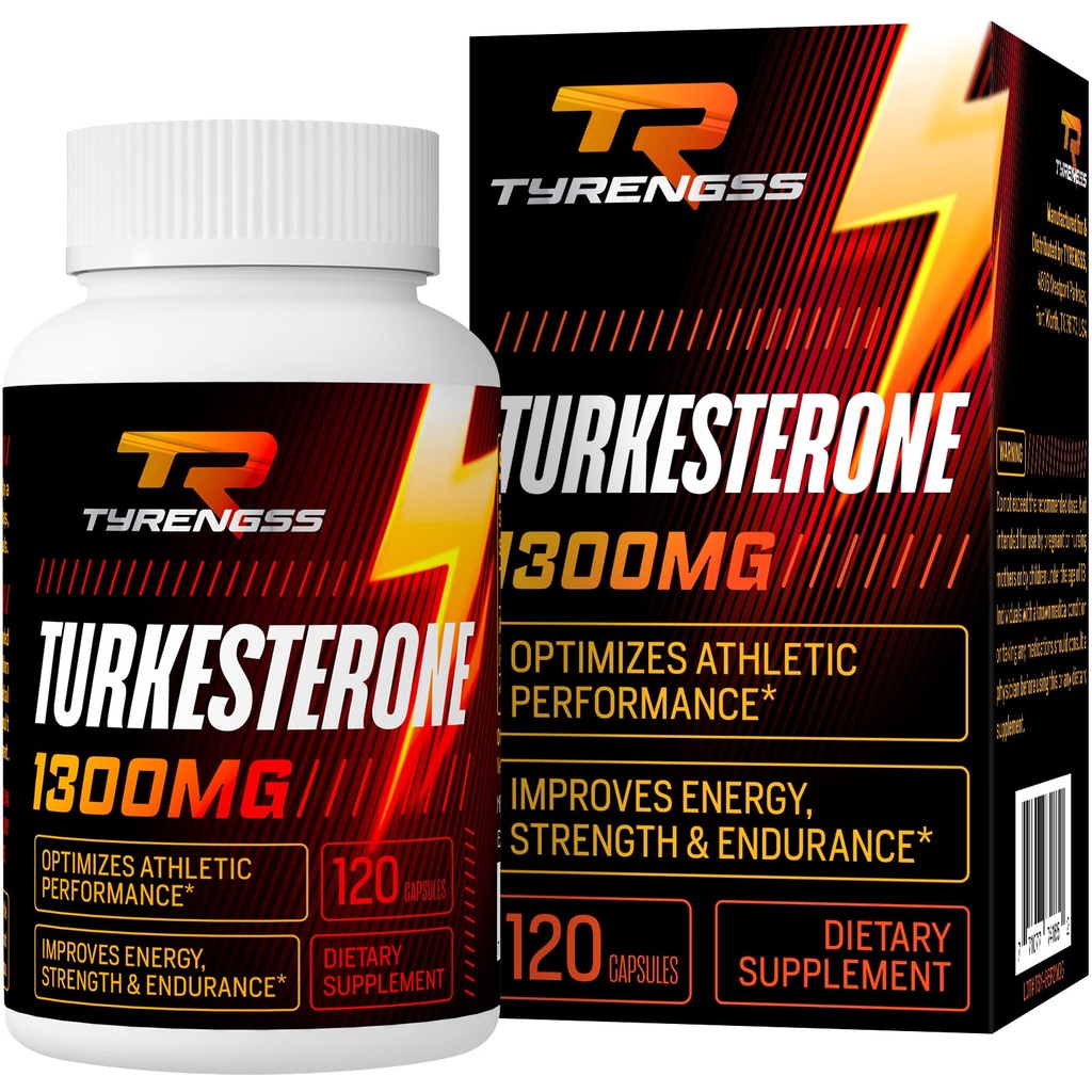 Testosterone Booster, Turketeron Suplemen 1300mg Ultra Kekuatan Tinggi (Ajuga Turketanica Ekstraksi St.to 20% Testosteron), untuk Atletic Performance & Muscle Mass, 120 Capsules