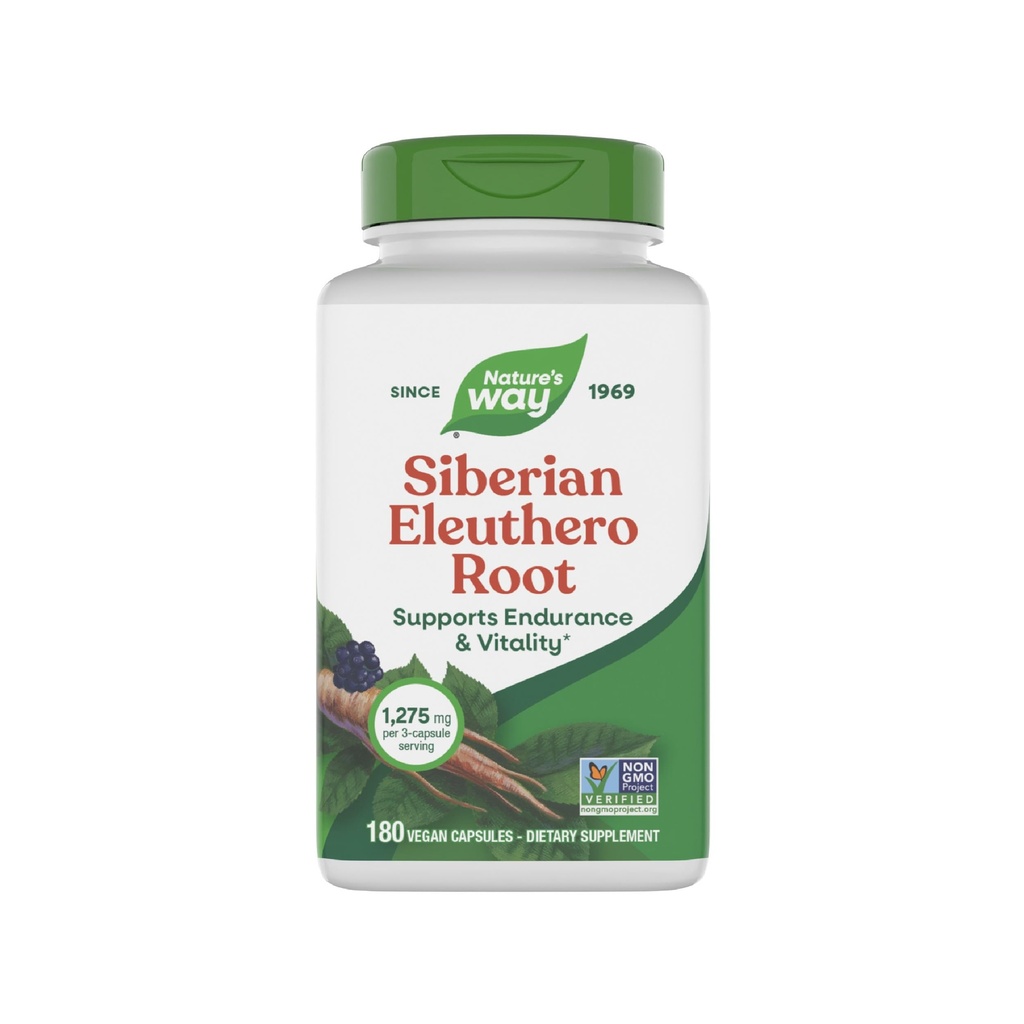 Jalan Alam Premium Herbal Eleuthero Root Suplemen, Pendukung Endurance & Vitalitas *, Adaptogen *, 1.275mg per 3- Capsule Serving, Proyek Non- GMO Diverifikasi, 180 Capsules (Packaging May Vary)