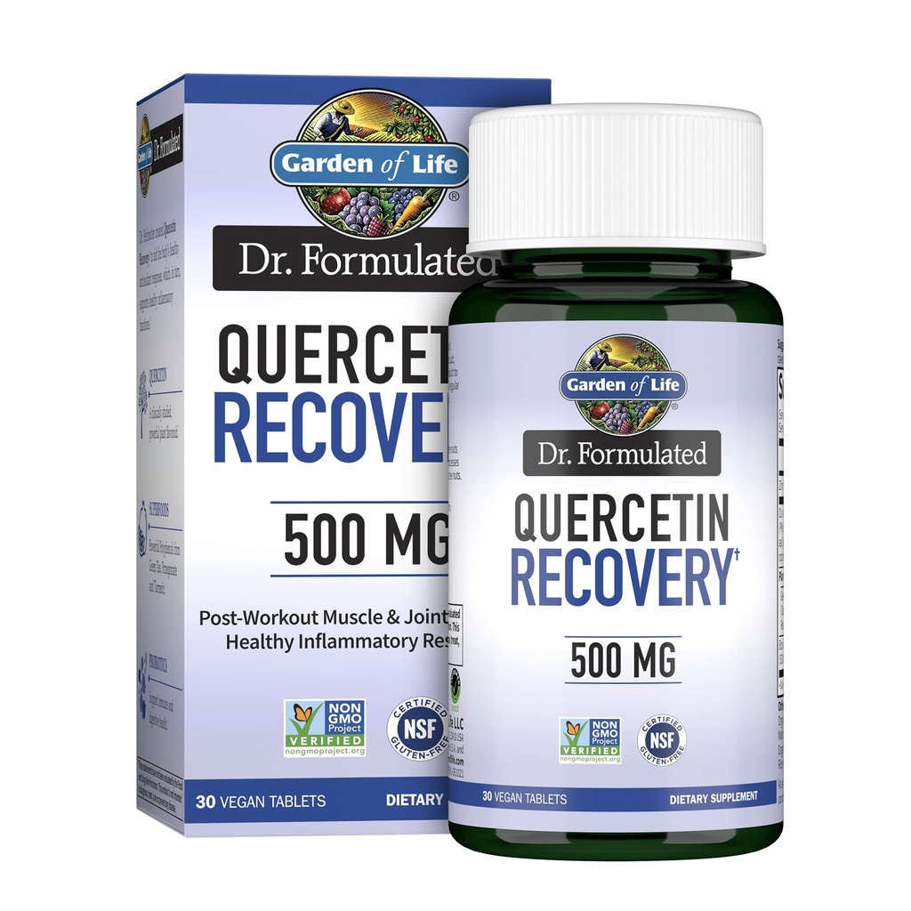 Garden of Life Quercetin Post Workout Recovery with Zinc, Turmeric & Green Tea - Dr Formuted - Healthy Inflammatory Response & Gabungan Dukungan - Gluten Free and Non GMO - 30 tablet