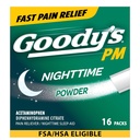 Goody 's Nighttime Powder, Pack Reliever & Sleep Acetaminophen & Diphenhydramine Citrate, Caffeine Free, 16 Count
