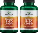 Swanson B-50 B-Complex - B Vitamin Complex with High Potency & Biovavability - Prombes Immune System Support, Aids Heart Health, & Supports Heally Gugup System - (250 Capsules) (2 Pack)