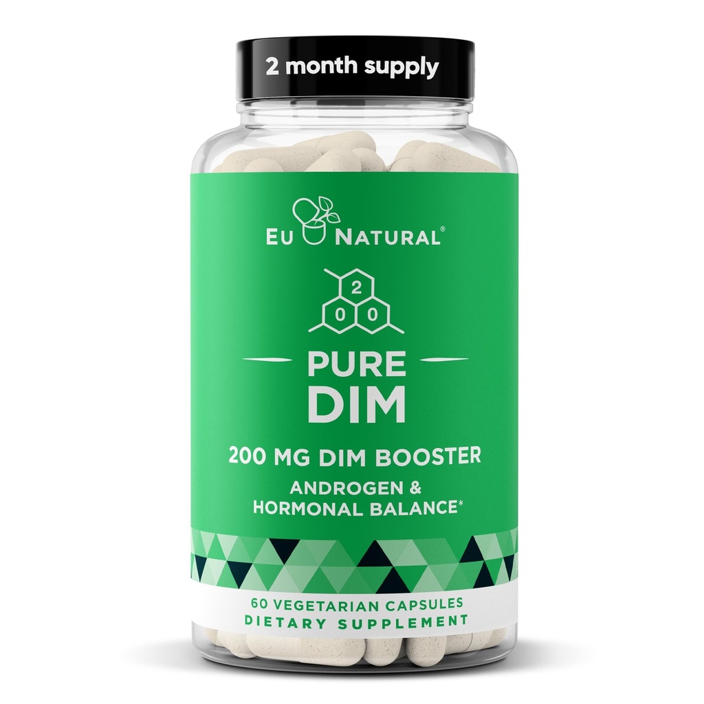 Tambahan DIM 200 Mg untuk Perempuan atau Pria - Estrogen Hormone Penyesuaian Energi, Fatigue, Stress, Menopause, Panas - Enhanced Biovavability BioPerine - 60 Vegan Soft Capsules