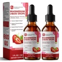 M inci Magnesium Glycinate Liquid, Absorpsi Tinggi Magnesium Liquid Drops dengan Cellubose Fiber, Bromelain, Vitamin B6, C, D, Zinc, Magnesium Tambahan Anak dan Dewasa, Strawberry Flavor, 2 Pack