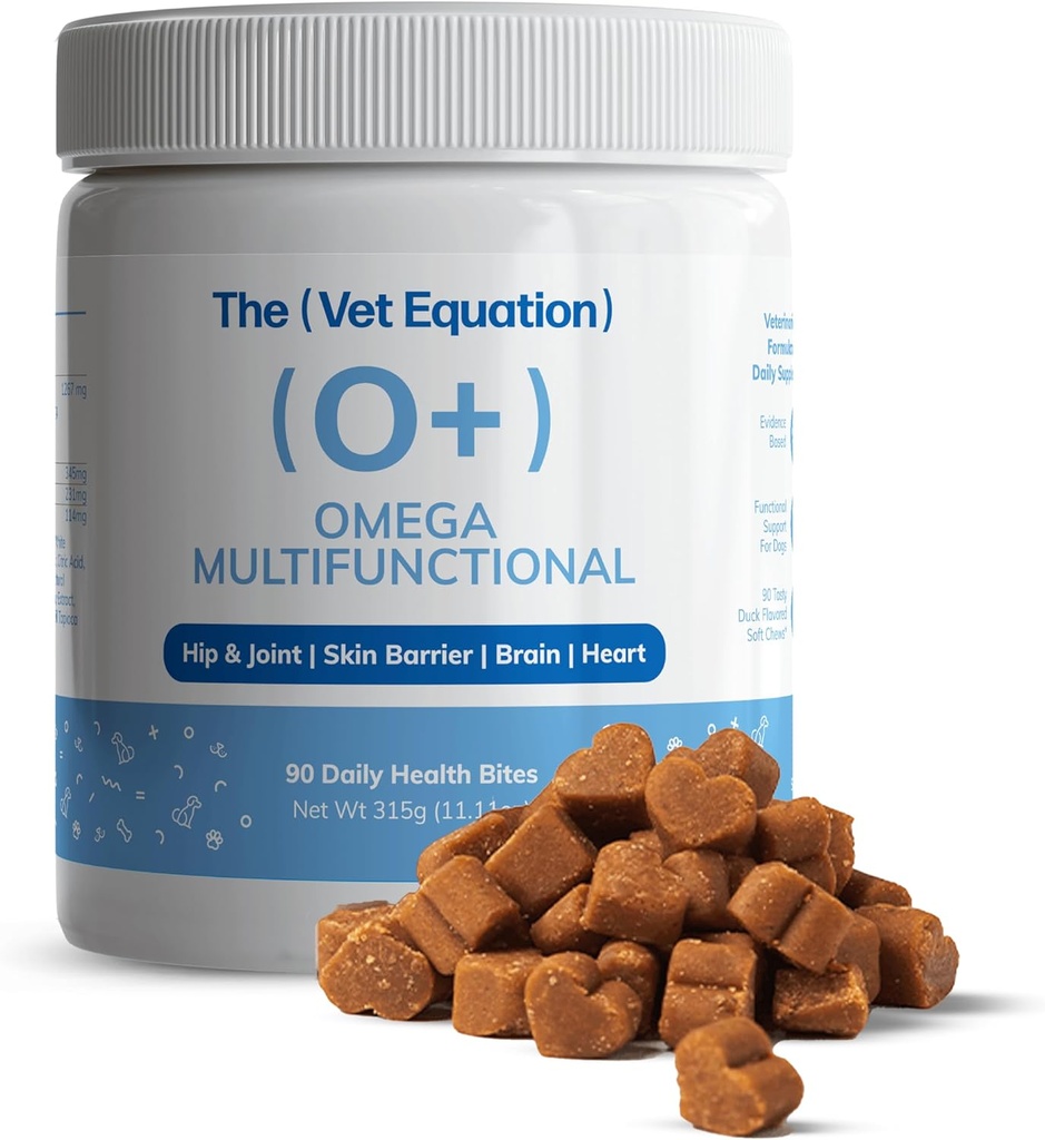 Omega Multifungsional untuk Dogs - Duck- Flavored, 90 Chews - dengan Marine Sourced Omega- 3s - Supports Joint, Skin, Coat & Imune Health
