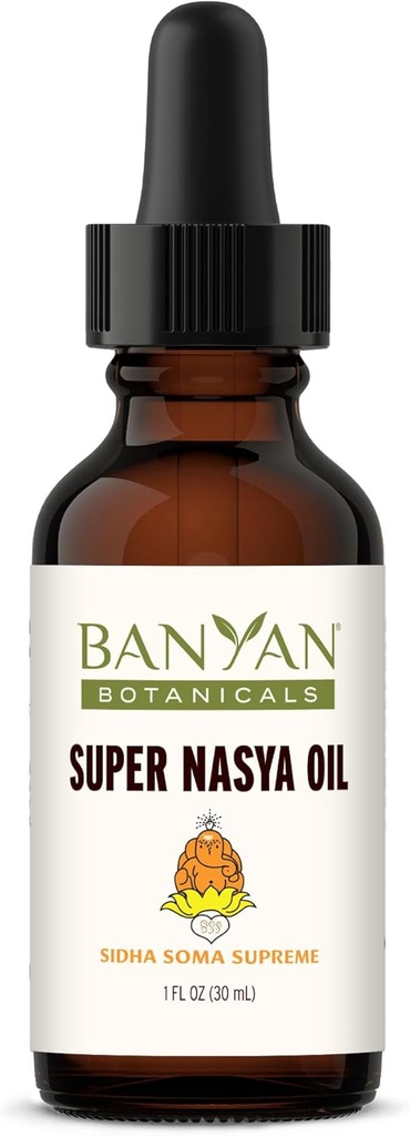 Banyan Botanicals Super Nasya Oil - Herbal Nasal Drops with Rose & Sandalwood - Soothes The Nasal Passages & Supports Heally Respiration * - 1 oz - Non-GMO, Chemical Free, Cruelty Free