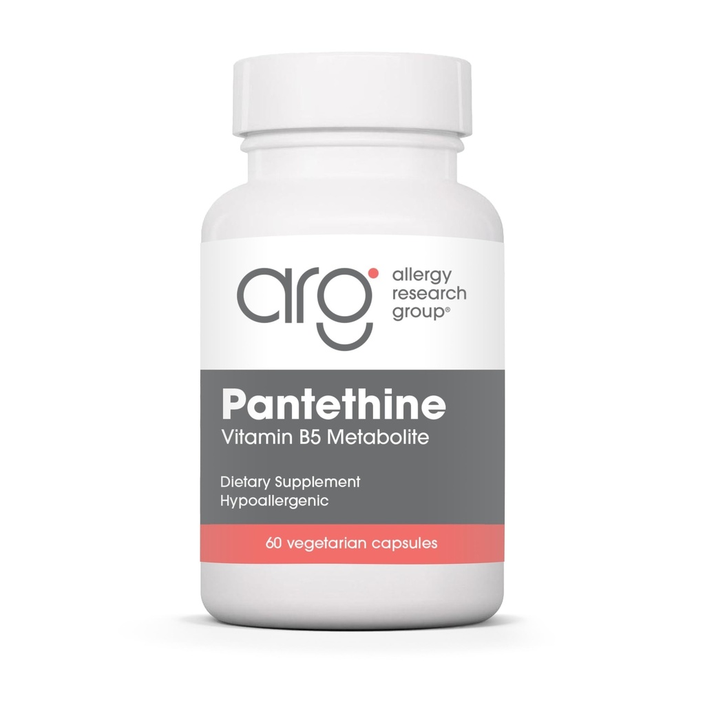 Alergy Research Group Pantethy Suplement - Vitamin B5, Panthenic Acid, Metabolisme Dukungan, Dukungan Hati, Suplemen Kardiovaskular, Koenzim A, 660mg Vegetarian Capsules - 60 Count