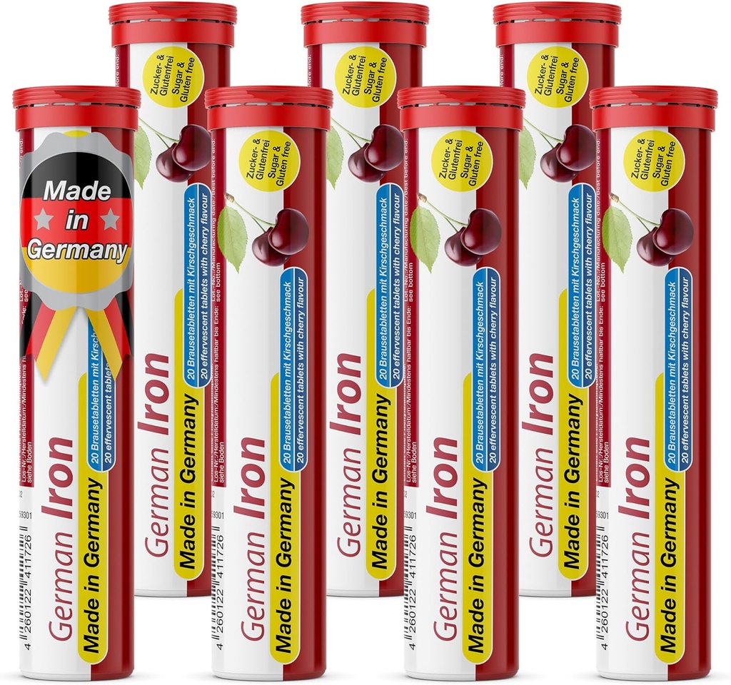 T & D Iron 14 mg - 140 Vegan Drink Effervescent Tablet - Cherry Flavor - dibuat di Jerman