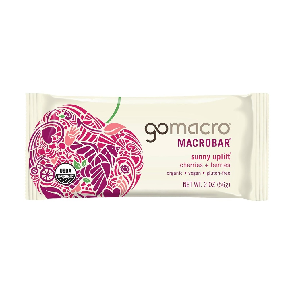 Gomacro, Bar Sunny Mengangkat Cherries Berries Organik, 2 Ounce