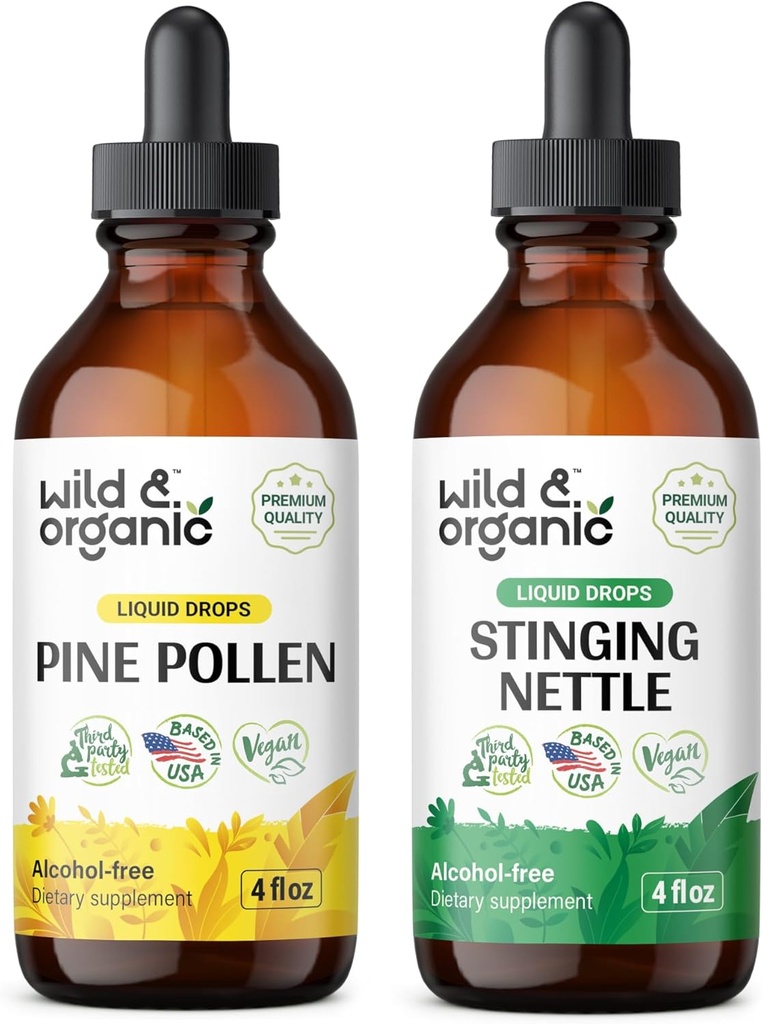 Wild & Organic Pine Pollen Tackle 4 fl oz & Stinging Nettle Root Tincture 4 fl oz