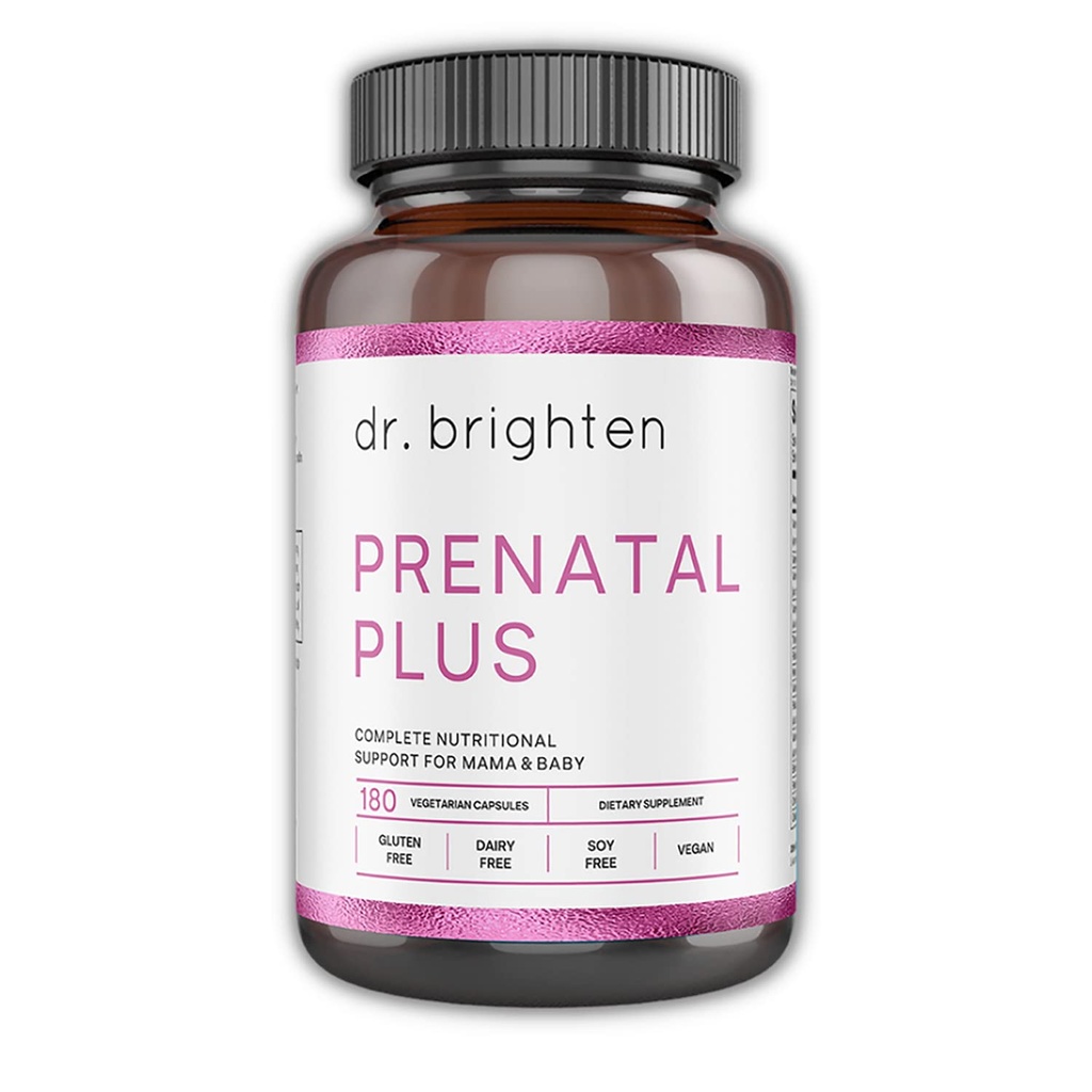 Dr Brighten Prenatal Plus - Formasi Perempuan, Aktif B Vitamin, Minesidants, Antioksidants untuk Hamil atau Nursing Ibu, Bukan-GMO Vegan, No Gluten, No Soy - 180 Capsules