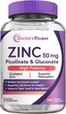 Dokter 's Recipes Zinc 50mg, Sangat Absorbable Zinc Picolinate & Gluconate, Menyediakan Pertahanan Ammune Alam, DNA & Protein Formasi Sel, Non-GMO, 240 Vevgie Capsules