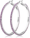 925 Sterling Silver Earrings Large Rhinestone Hoop Earrings Big Cubic Boop Earrings Thin Rhinestones Round Hoop Earrings for Women 20 / 30 / 40 / 50 / 60 / 70mm Sparkly Hoops Dengan Kristal untuk Womens