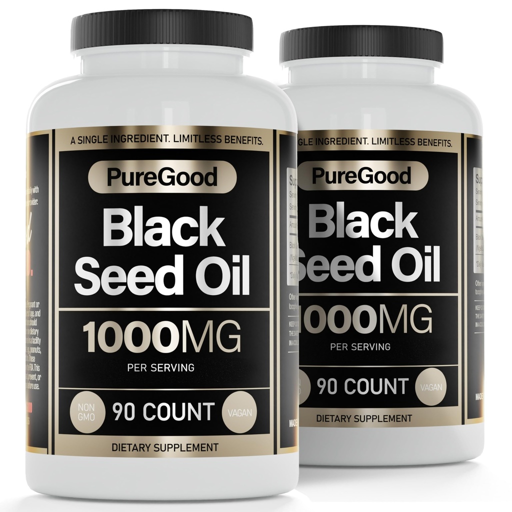 2 Pack - Katup Minyak Benih Hitam, 500 Mg, Obat Penambahan Potensi Tertahan Dingin, 90 Cacah 100% Kasula GMO Non Pure Black Cumin Benih Minyak