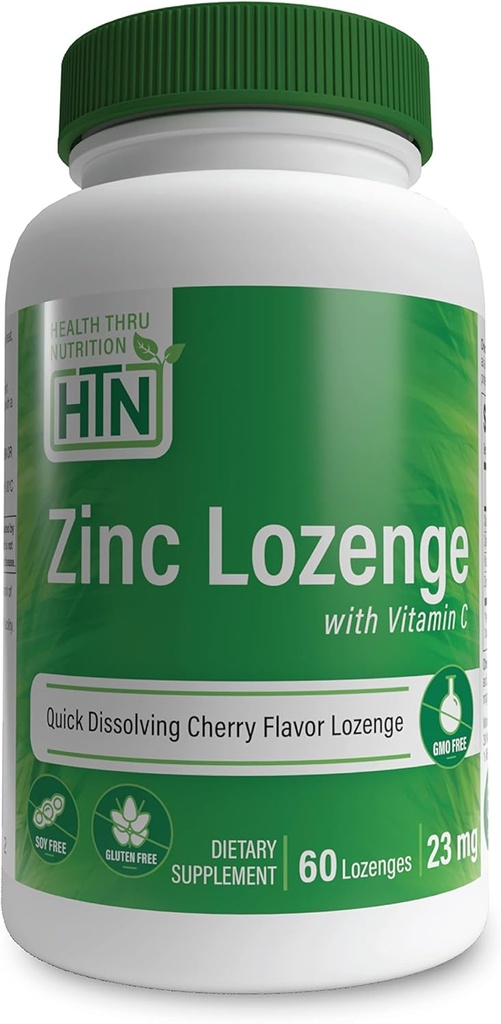 Health Thru Nutrition Zinc Lozenge dengan Vitamin C 124; Zinc 23mg Vitamin -C 30mg 124; Natural Chary Flavor 124; Supports Healthy Ammune Fungsi 124; 3rd Party Testing 124; Non-GMO, Gluten & Soy Free (Pack of 60)