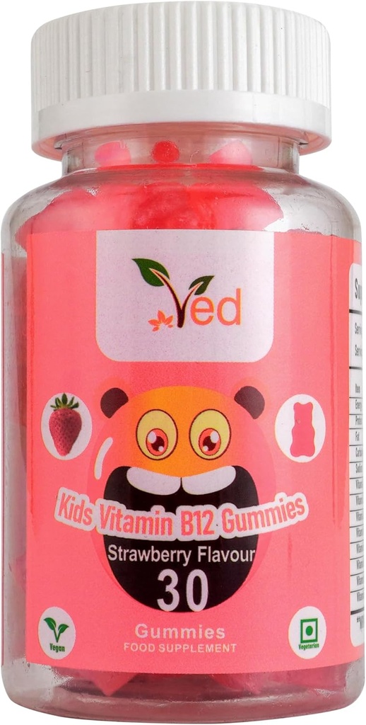 Ved Kids Vitamin B12 Gummies for Vitamin B12 Suplement, Energy & Imune System - Vegan - 15 Days Supply, 30 Chewable Kid Vitamin Gummies.