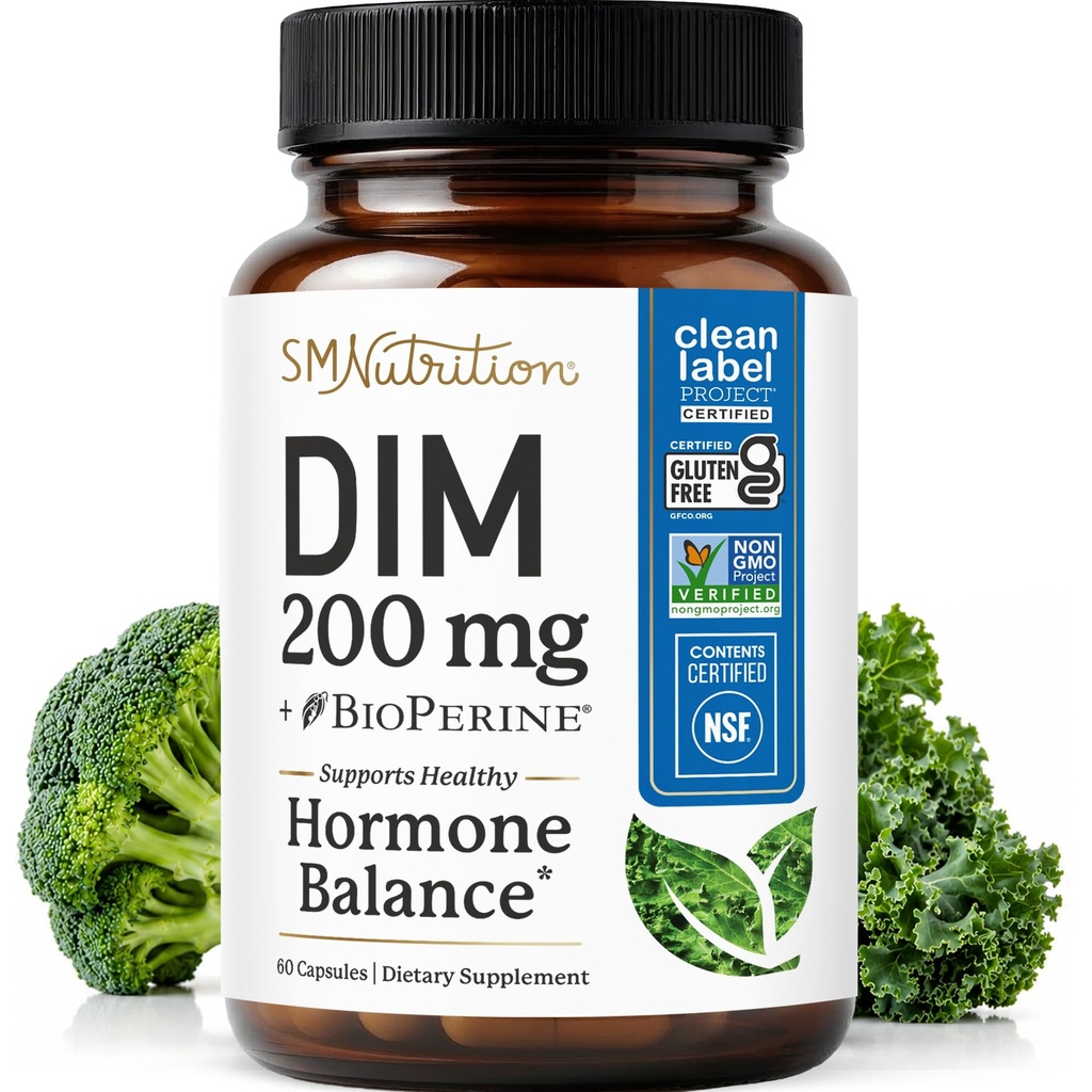 DiM Suplemen 200 mg = 124; Estrogen Saldo untuk Perempuan & Pria & 14; Hormonal Acne, Hormone Saldo, Menopause & Antioksidant Dukungan; Clean Label Project Cerafied, Vegan & Soy Free Diindolylmetana 12460 Ct.