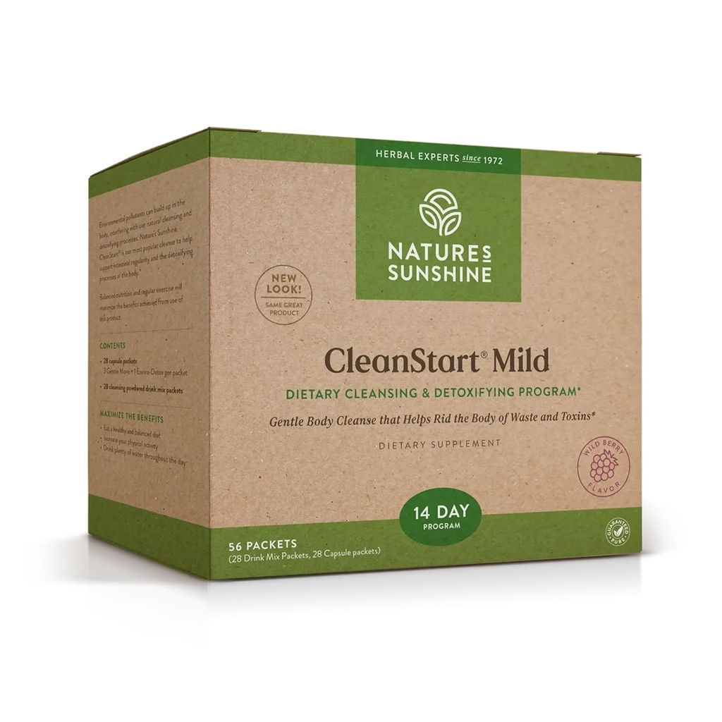 Budaya Sunshine CleanStart Mild, 56 Paket: 124; Terkuat Herbal Detox yang Menyediakan Alam, pembersihan Sehari-hari Limbah dari Tubuh
