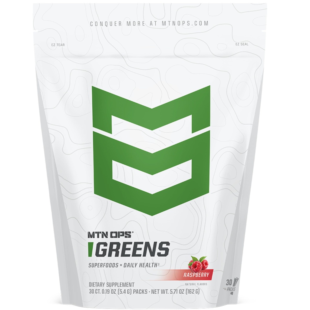 MTN OPS Super Greens Daily Imune Health and Energy Drinder - Digetical Health Support Blend Boosted with Chlorophyll - Rich Greens 124; 30 On- TheGo Packs 126; Just Add Water