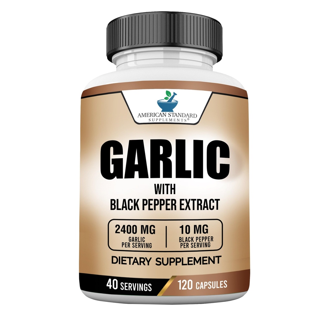 Suplemen Standar Amerika 2400mg Per Serving dengan Black Pepper Fruit Extract - Vegan, Gluten Free, Non-GMO, 120 Capsules, 40 Servings