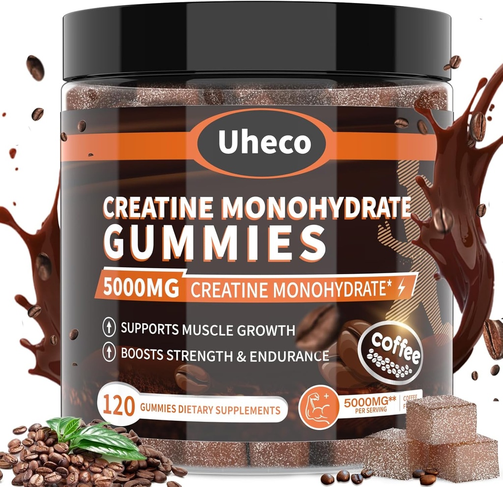 Coffee Flavor Creatine Monohydrate Gummies 5000mg for Men & Women, Contains L-Taurine + Vitamin B12, Betaine, L- Citrulline for Muscle Strength, Improve Exercise -116 Count