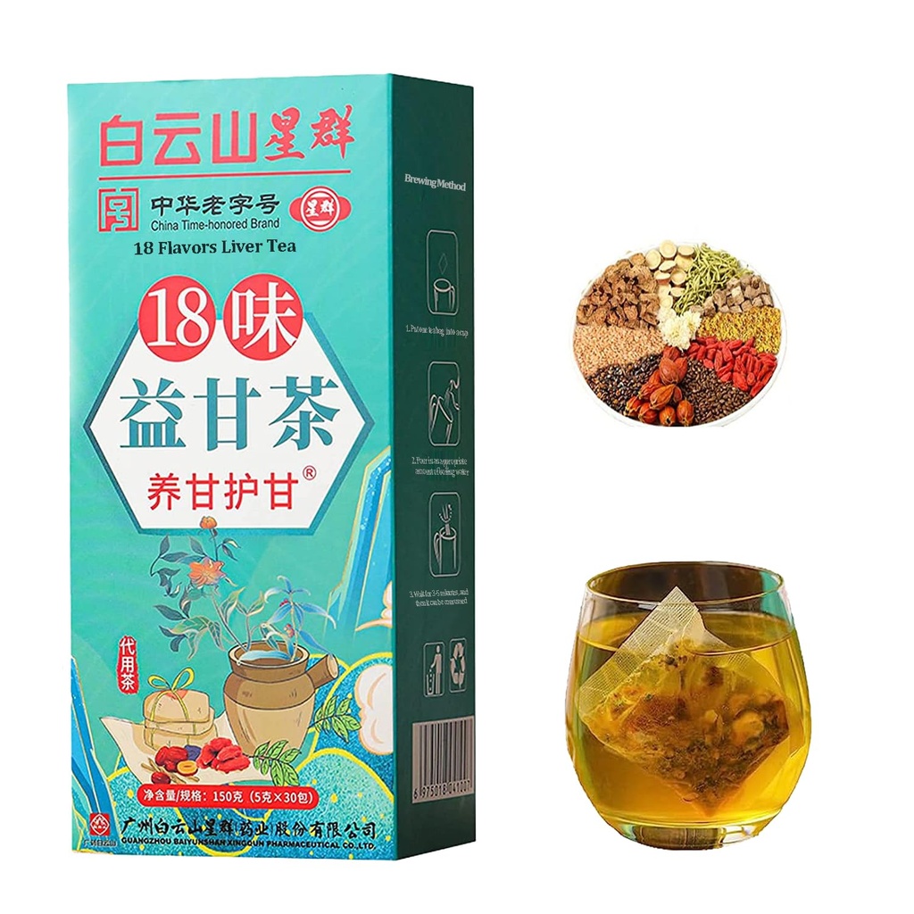 18 Flavors Liver Tea, Liver Tea with 18 Different Herbs for Liver (1 Box 30 Bags)