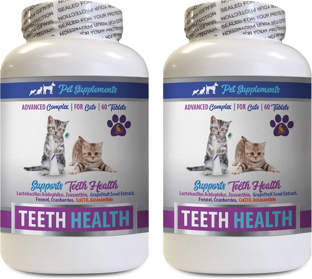 Cat Bad Breath Treats - CAT Teeth Health - Advanced Mouth Health Complex - Ammune Boost - Vitamin b12 for Cats - 2 Bottles (120 Tablets)