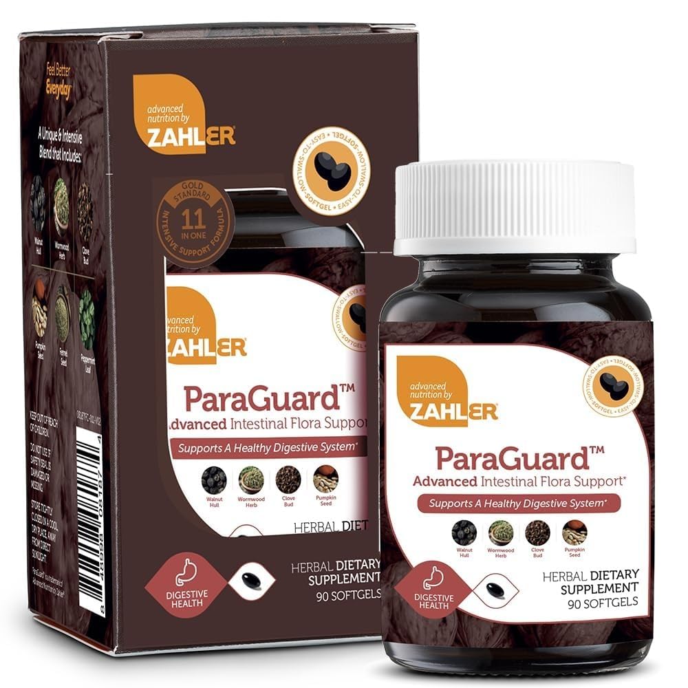 Zahler - ParaGuard Cleanse Softgeels - Gut Health Detox Suplement - Formula memiliki Wormwood, Bulb Bawel, Pumpkin Benih, Clove & More - Natural Cleanse Detox for Humans - Disertifikasi Kosher (90)