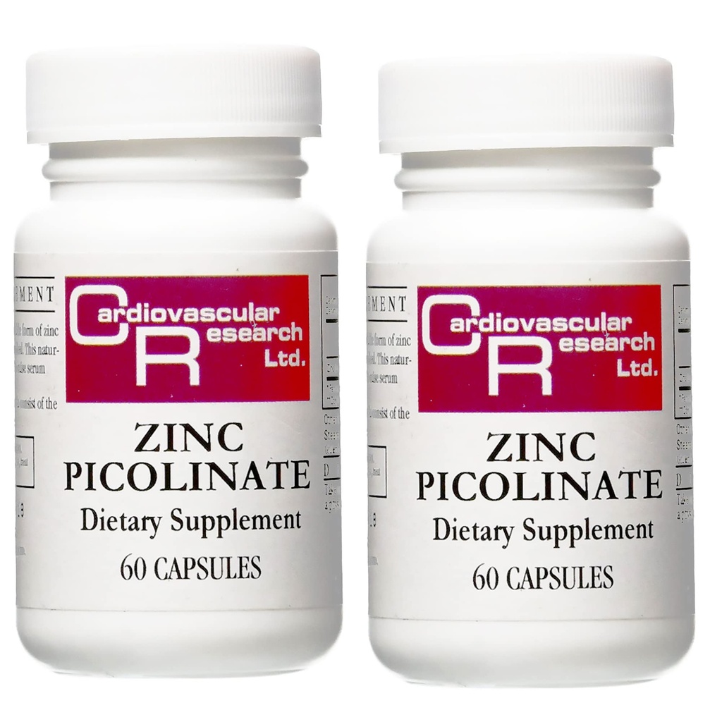 Penelitian Kardiovaskular Zinc 25 mg Zinc Picolinate 120 Capsules - untuk Dukungan Sistem Imune - Dua Botol Bundle
