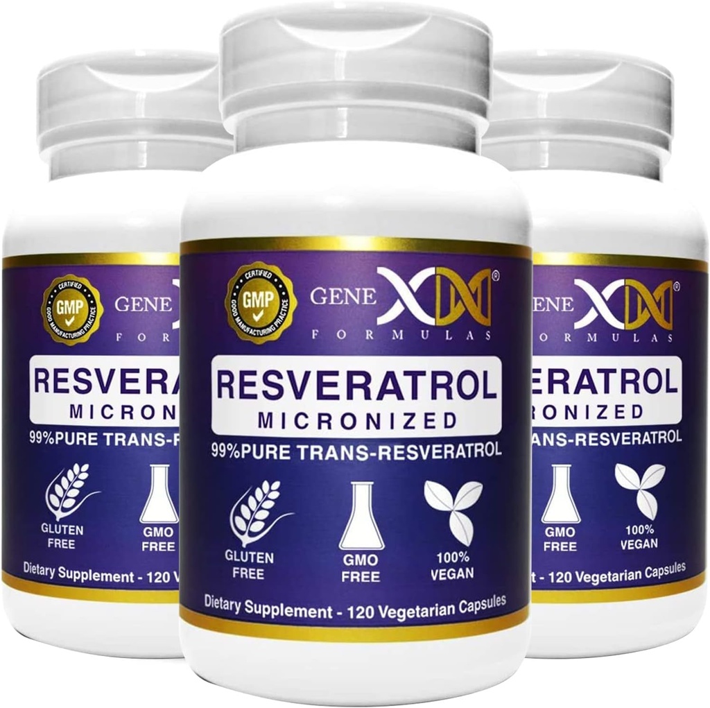 Genex Formulas 99% Micronized Transline Resveratrol dengan BioPerine untuk Absorpsi 1000mg 124; Murni Farmasi Organik Tingkat Transder - Resveratrol Capsules untuk Menyehat, 120 Capsules (3)