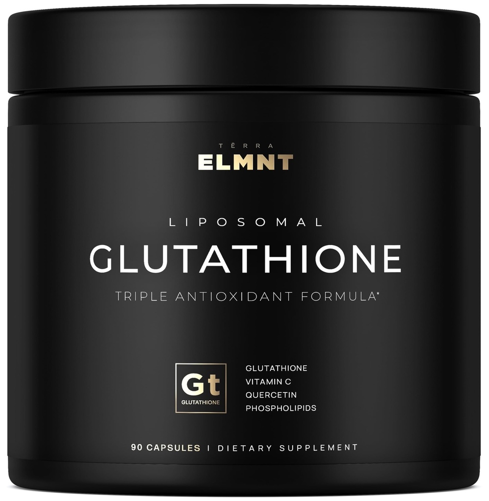 ELMNT 2150mg Super Liposomal Glutathione Suplement w. Vitamin C, Quercetin & Pure L Glutathione 2000mg Triple Action Formula Glutathione Liposomal Suplemen. Phospholipid Lapis - 90 Pil-GMO